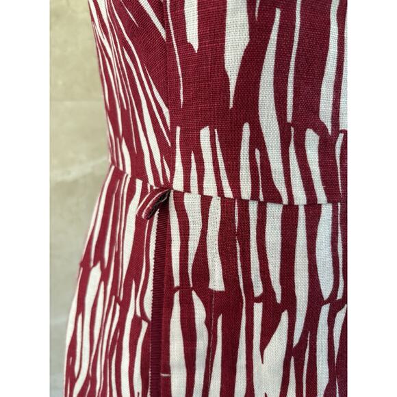 Max Mara 100% Linen Sheath Dress 6 Deep Berry Abstract Bold Minimalist Italian - Picture 8 of 15
